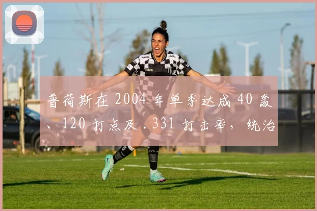 普荷斯在 2004 年单季达成 40 轰、120 打点及 .331 打击率，统治国联